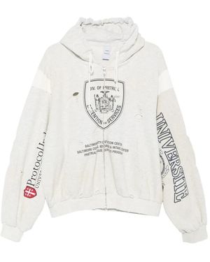 Protocol Index Sudadera Con Capucha Y Efecto Envejecido - Blanco