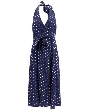 P.A.R.O.S.H. Polka Dot Halterneck Midi Dress - Blue