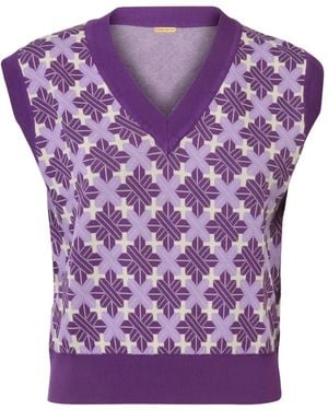 Dodo Bar Or Patterned V-Neck Vest - Purple