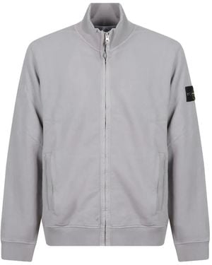 Stone Island 6100066 Brushed Organic Cotton Fleece Track Jacket - Grey