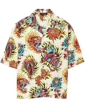LỰU ĐẠN Tattoo-Print Shirt - Grey