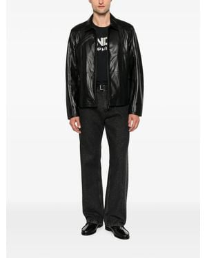 SERGIO MORETTI FIRENZE Zip-Up Leather Jacket - Black