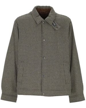 Woolrich Houndstooth-Pattern Snap-Fastening Jacket - Green