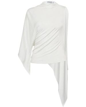 Self-Portrait Draped Relaxed-Fit Top - White