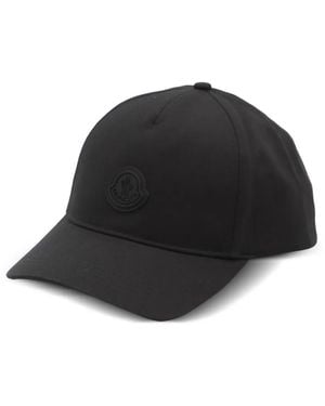 Moncler Logo-Patch Cotton Baseball Cap - Schwarz