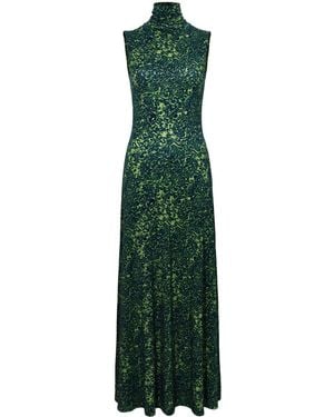 Proenza Schouler Abstract-Print High-Neck Dress - Green