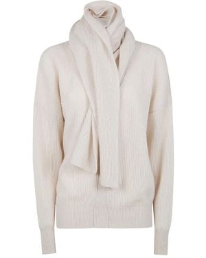 Liviana Conti Lasonne Ribbed Scarf Sweater - White
