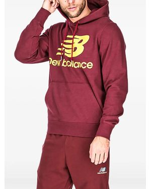 New Balance Stacked Logo-Detail Hoodie - Red