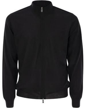 Fedeli Favonio Zip-Up Cardigan - Black