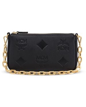 MCM Logo-Debossed Shoulder Bag - Black