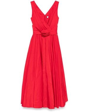 Nissa Floral-Appliqué Maxi Dress - Red