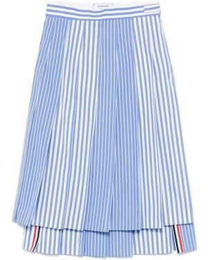 Thom Browne Pleated Striped Midi Skirt - Blue
