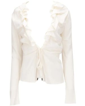 Tom Ford V-Neck Ruffled Blouse - White
