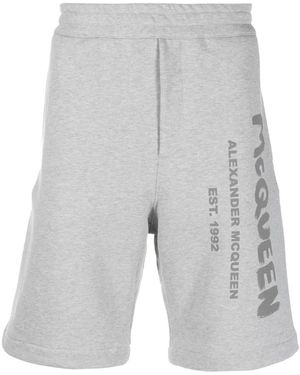 McQueen Trainingsshorts Met Graffiti-Print - Grijs