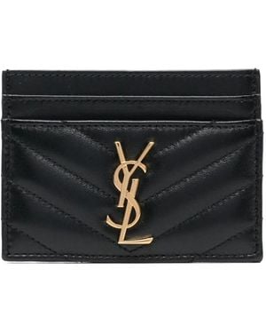 Saint Laurent Chevron Logo Cardholder - Black