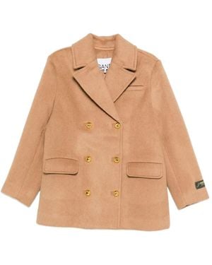Ganni Double-Breasted Jacket - Natural