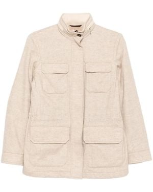 N.Peal Cashmere Avola Herringbone Jacket - Natural