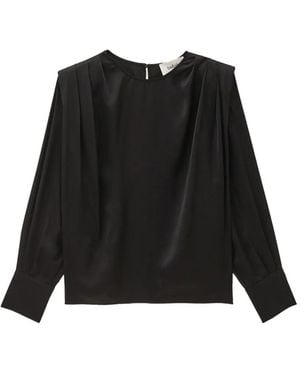 Ba&sh Cadie Pleated Long-Sleeve Top - Black