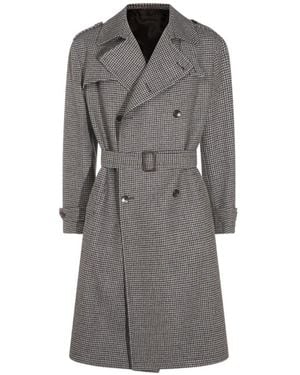Tagliatore Houndstooth Double-Breasted Coat - Gray