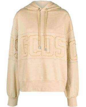 Gcds Logo-Motif Cotton Hoodie - Natural