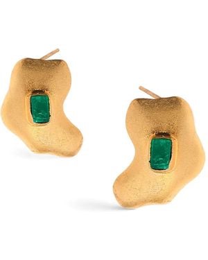 FENOMENA Muzo Emerald Earrings - Metallic
