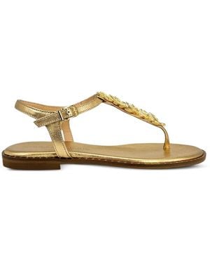 Madison Maison Leaf-Embellished Sandals - Metallic