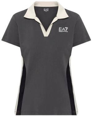 EA7 Logo-Print Colourblock T-Shirt - Black