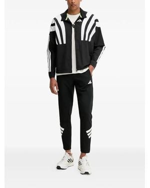 adidas Adizero Striped Zip-Up Sport Jacket - Black