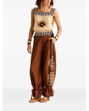 Carolina K Andrea Drawstring-Hem Pants - Brown