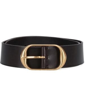 Nili Lotan Oval-buckle Leather Belt - ブラック