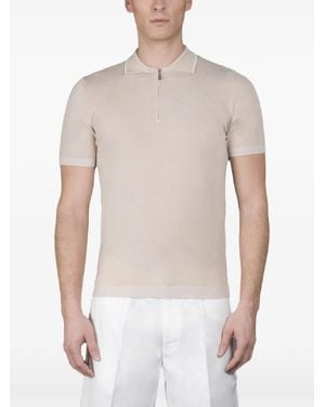 Moorer Short-Sleeve Zip-Up Jumper - White