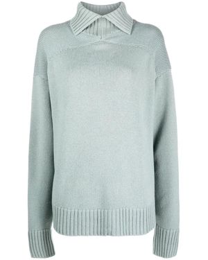 Jil Sander Roll-Neck Loose-Fit Jumper - Blue