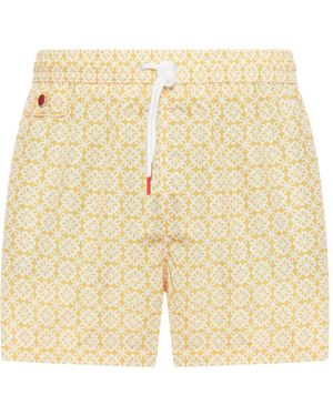Kiton Floral-Print Swim Shorts - Natural