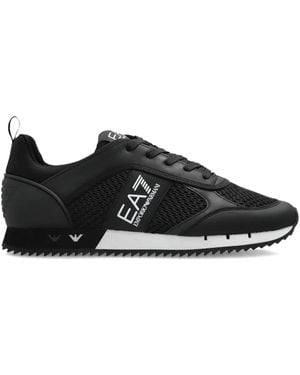 EA7 Logo-Embellished Lace-Up Trainers - Black