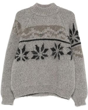 Magliano Stehkragen-Pullover Mit Blumenmuster - Grau