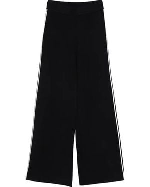 Max Mara Stripe-Detail Palazzo Trousers - Black