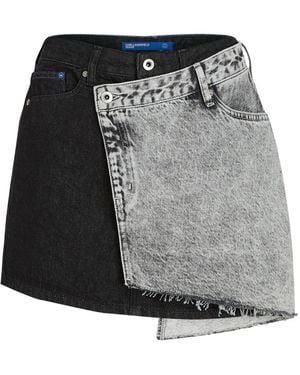 Karl Lagerfeld Asymmetric-Design Denim Mini Skirt - Gray