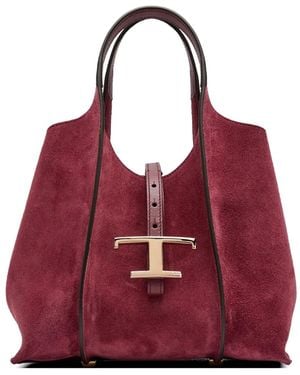 Tod's T-Timeless Suede Shoulder Bag - Red
