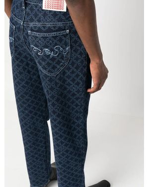 Charles Jeffrey Geometric-Patterned Straight Leg Jeans - Blue