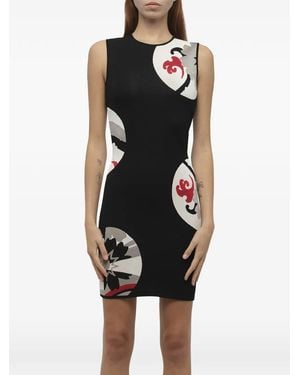 McQueen Floral-Print Sleeveless Mini Dress - Black