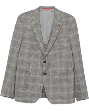 Isaia チェック シングルスーツ - グレー