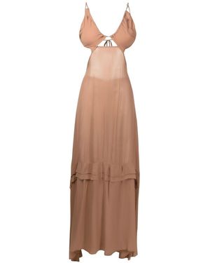 Amir Slama Cut-Out Semi-Sheer Maxi Dress - Brown