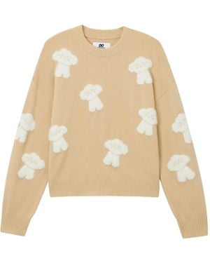 Chocoolate Appliqué Crew-Neck Knitwear - Natural