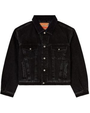 DIESEL D-Ranger-T Corduroy-Collar Denim Jacket - Black