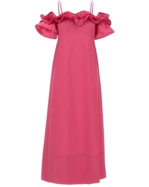 Kaos Jurk Met Ruche Schouders - Roze