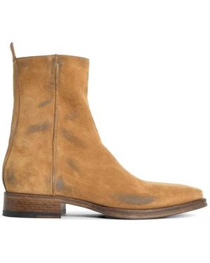 Acne Studios Square-Toe Zip Ankle Boots - Brown