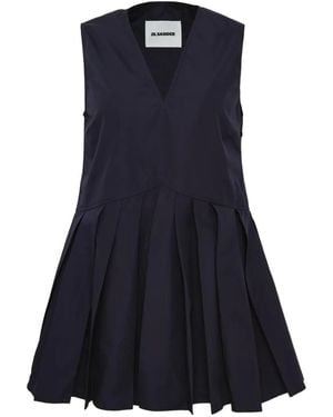 Jil Sander V-Neck Cotton Blouse - Blue