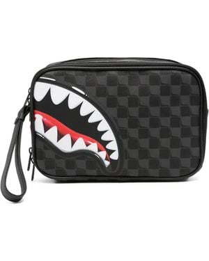 Sprayground Shark-Print Wash Bag - Black