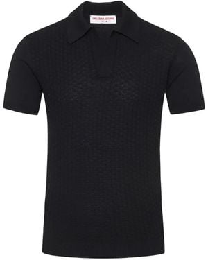 Orlebar Brown Horton Tile Knitted Polo Shirt - Black