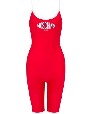 Moschino Logo-Detail Sleeveless Playsuit - Red